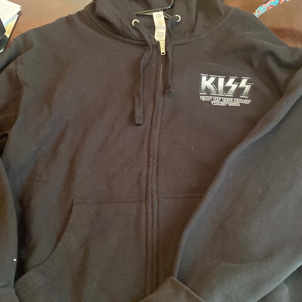 KISS hooded zip up with front pockets